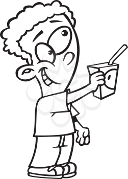 Royalty Free Clipart Image of a Boy Holding a Juice Box