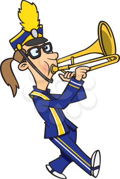 Royalty Free Clipart Image of a Girl Playing the Trombone