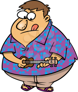 Royalty Free Clipart Image of a Man Playing the Ukulele