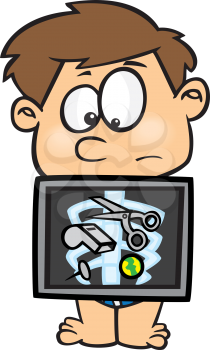 Royalty Free Clipart Image of a Boy Getting and X-Ray