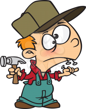 Royalty Free Clipart Image of a Young Carpenter