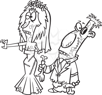 Royalty Free Clipart Image of a Zombie Wedding