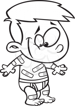 Royalty Free Clipart Image of a Boy Covered in Bandages
