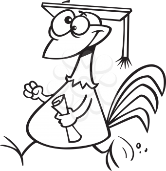 Royalty Free Clipart Image of a Graduating Chicken