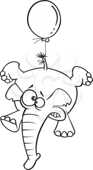 Royalty Free Clipart Image of an Elephant Being Lifted By a Balloon