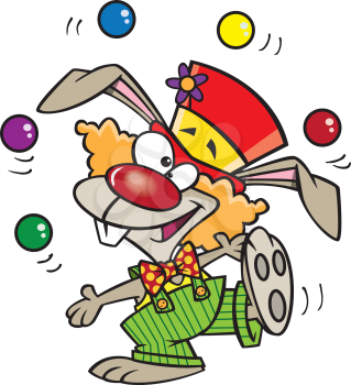 Royalty Free Clipart Image of a Juggling Rabbit