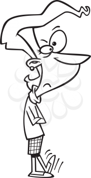 Royalty Free Clipart Image of a Woman Tapping Her Toe