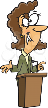 Royalty Free Clipart Image of a Woman at a Podium