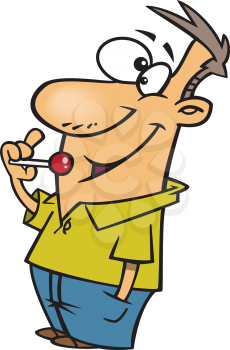 Royalty Free Clipart Image of a Man With a Lollipop