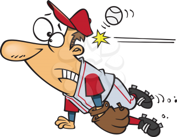 Royalty Free Clipart Image of a Ball Hitting a Player