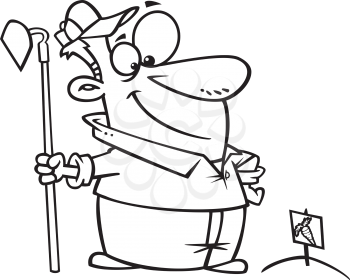 Royalty Free Clipart Image of a Man Gardening