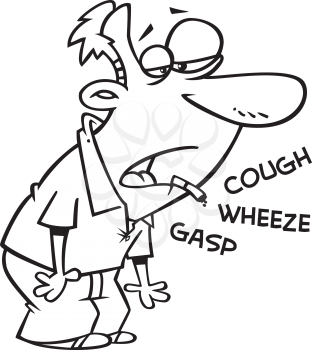 Royalty Free Clipart Image of a Coughing Man