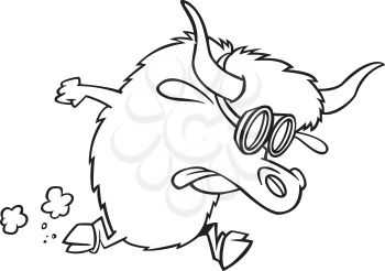 Royalty Free Clipart Image of a Running Yak