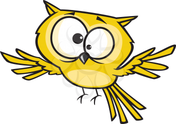 Royalty Free Clipart Image of a Yellow Owl