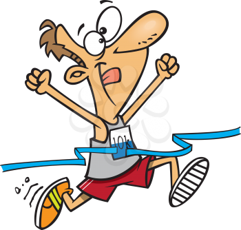 Royalty Free Clipart Image of a Man Winning a Race