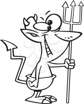 Royalty Free Clipart Image of a Devil Holding a Trident