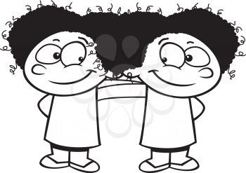Royalty Free Clipart Image of Two Twins Hanging Out