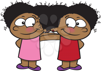 Royalty Free Clipart Image of Two Twins Hanging Out