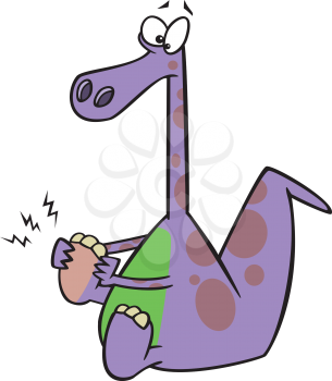 Royalty Free Clipart Image of a Dinosaur that Hurt his Foot 