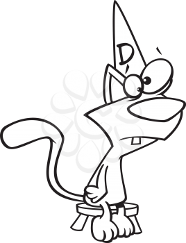 Royalty Free Clipart Image of a Dumb Cat Sitting on a Stool 