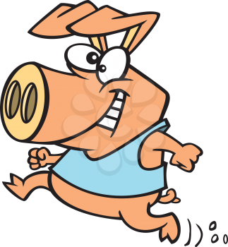 Royalty Free Clipart Image of a Pig Running
