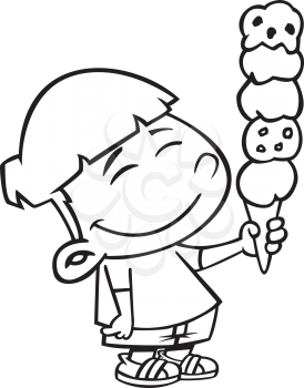 Royalty Free Clipart Image of a Boy and His Ice Cream 