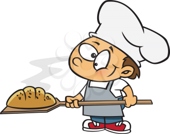 Royalty Free Clipart Image of a Boy Making Bread 