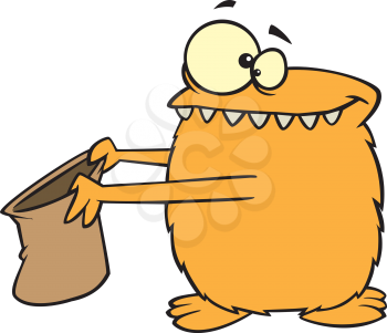 Royalty Free Clipart Image of a Monster Trick or Treating