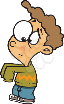 Royalty Free Clipart Image of a Boy and His New Sweater