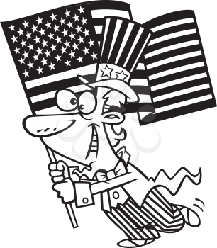 Royalty Free Clipart Image of a Male with a United States Flag