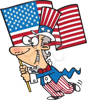 Royalty Free Clipart Image of a Male with a United States Flag