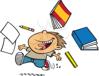 Royalty Free Clipart Image of a Boy Done School for Summer