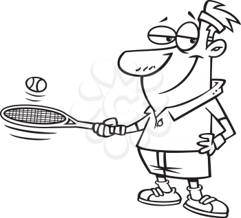 Royalty Free Clipart Image of a Man Playing Tennis