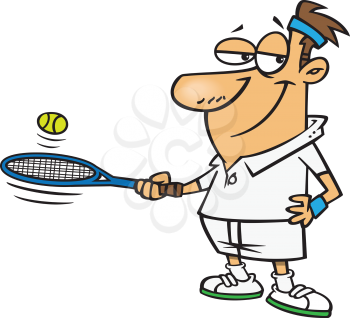 Royalty Free Clipart Image of a Man Playing Tennis