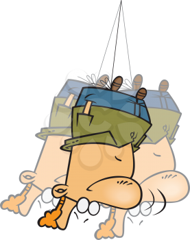 Royalty Free Clipart Image of a Male Spinning around on a Rope