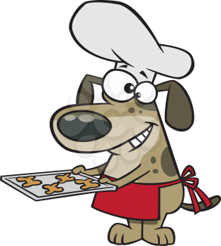 Royalty Free Clipart Image of a Dog Baking Biscuits