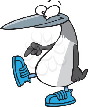 Royalty Free Clipart Image of a Penguin With Blue Shoes
