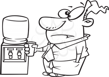 Royalty Free Clipart Image of a Man at the Watercooler