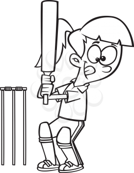 Royalty Free Clipart Image of a Woman Playing Cricket