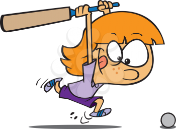 Royalty Free Clipart Image of a Girl Playing Cricket