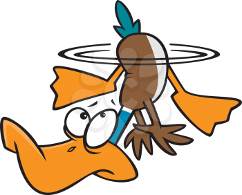 Royalty Free Clipart Image of a Dizzy Duck