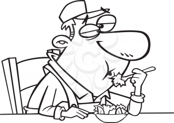 Royalty Free Clipart Image of a Man Eating Salad