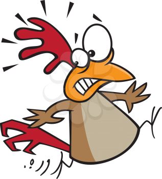 Royalty Free Clipart Image of a Scared Chicken