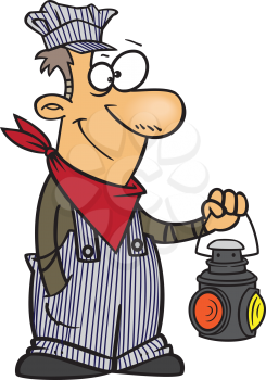 Royalty Free Clipart Image of a Train Engineer