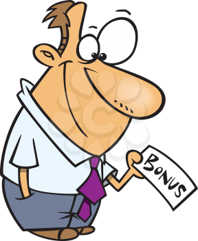 Royalty Free Clipart Image of a Man With a Bonus