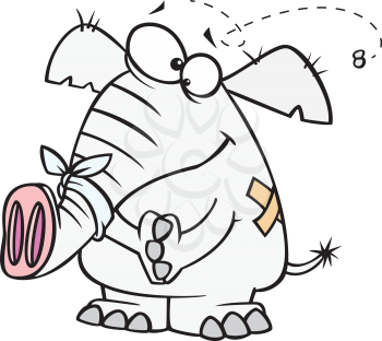 Royalty Free Clipart Image of an Elephant and a Fly