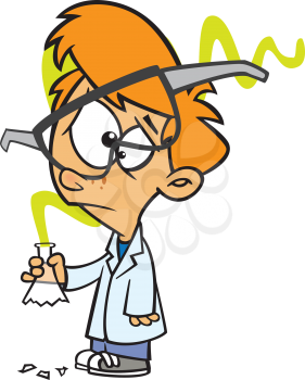 Royalty Free Clipart Image of a Little Boy With a Bad Science Experiment