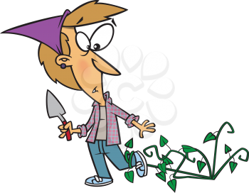 Royalty Free Clipart Image of a Woman Attacked by Weeds