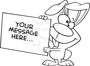 Royalty Free Clipart Image of a Rabbit With an Easter Sign