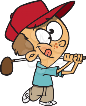 Royalty Free Clipart Image of a Boy Playing Golf